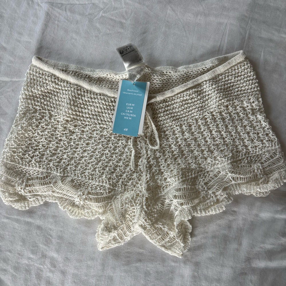 H&M White Crochet Lace Coverup Shorts